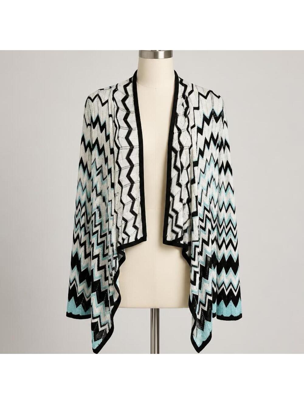 Cache Medium Chevron Pattern Open Front Cardigan